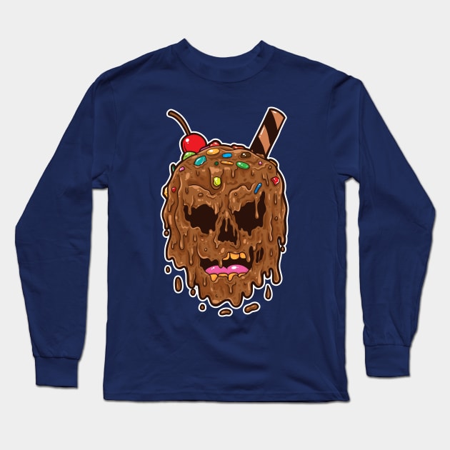 ice  cream skull melting Long Sleeve T-Shirt by Mako Design 